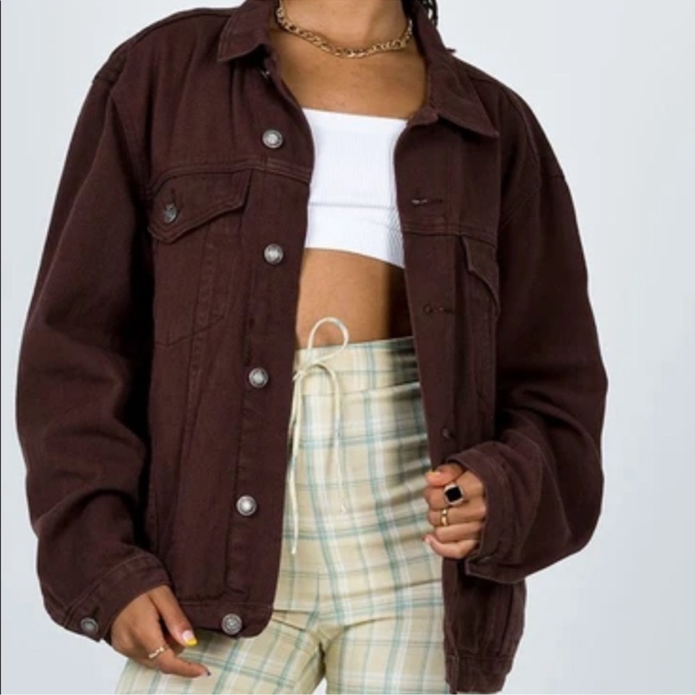 Princess Polly Brown Denim Western Jacket Size L/XL